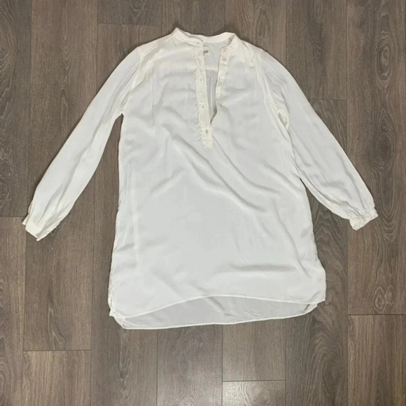 Aritzia Wilfred Free Collarless Shirt Dress Tunic Off White long sleeve Size XXS - Picture 5 of 12